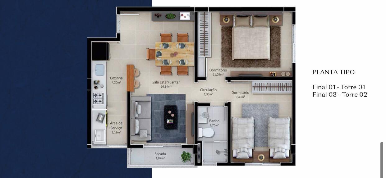 Apartamento à venda com 2 quartos, 55m² - Foto 6