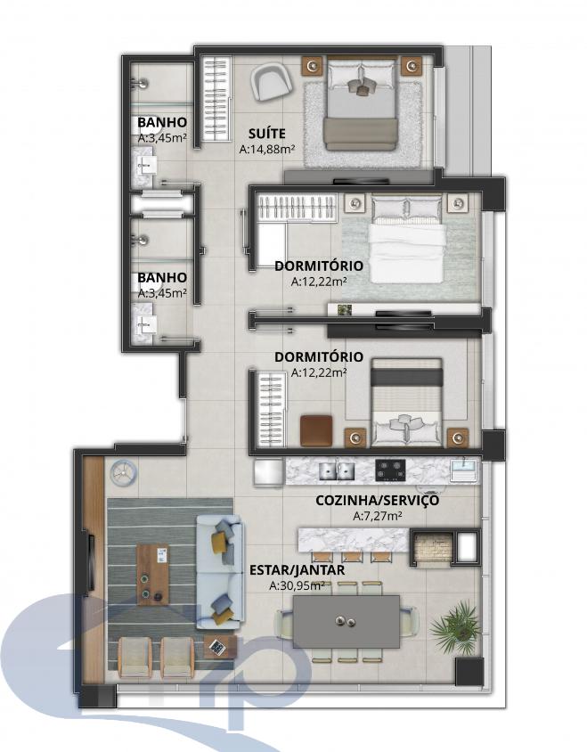 Apartamento à venda com 2 quartos, 77m² - Foto 11