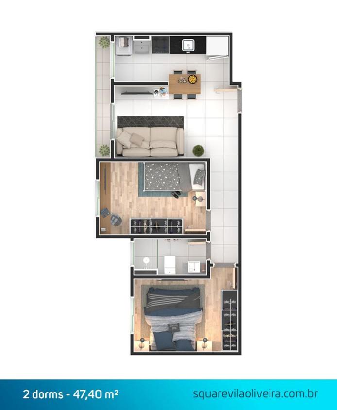 Apartamento à venda com 2 quartos, 45m² - Foto 3