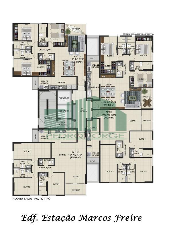 Apartamento à venda com 3 quartos, 95m² - Foto 3