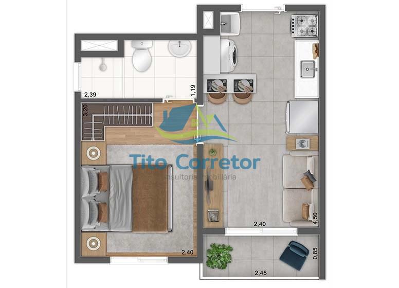 Apartamento à venda com 1 quarto, 26m² - Foto 8