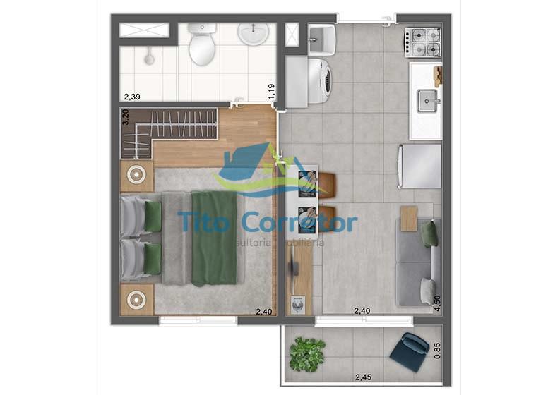 Apartamento à venda com 1 quarto, 26m² - Foto 4