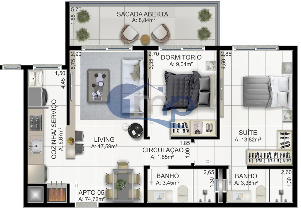 Apartamento à venda com 2 quartos, 74m² - Foto 12