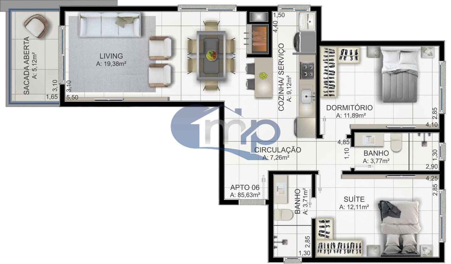 Apartamento à venda com 2 quartos, 74m² - Foto 9