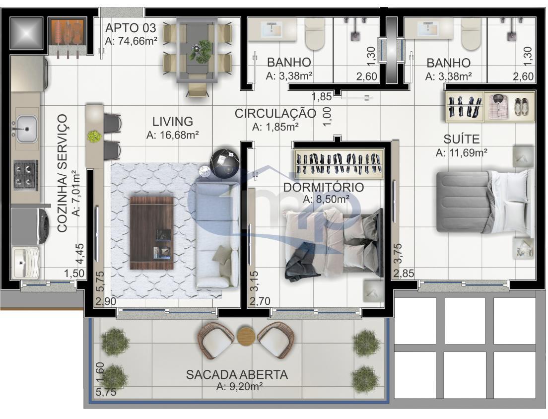 Apartamento à venda com 2 quartos, 69m² - Foto 8