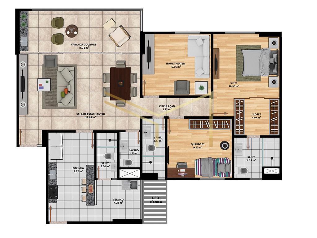 Apartamento à venda com 3 quartos, 108m² - Foto 3