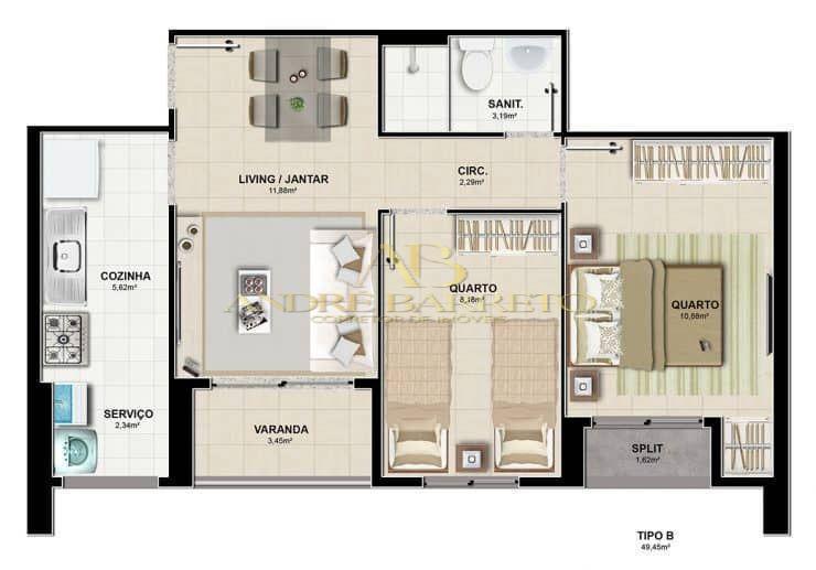 Apartamento à venda com 2 quartos, 60m² - Foto 4