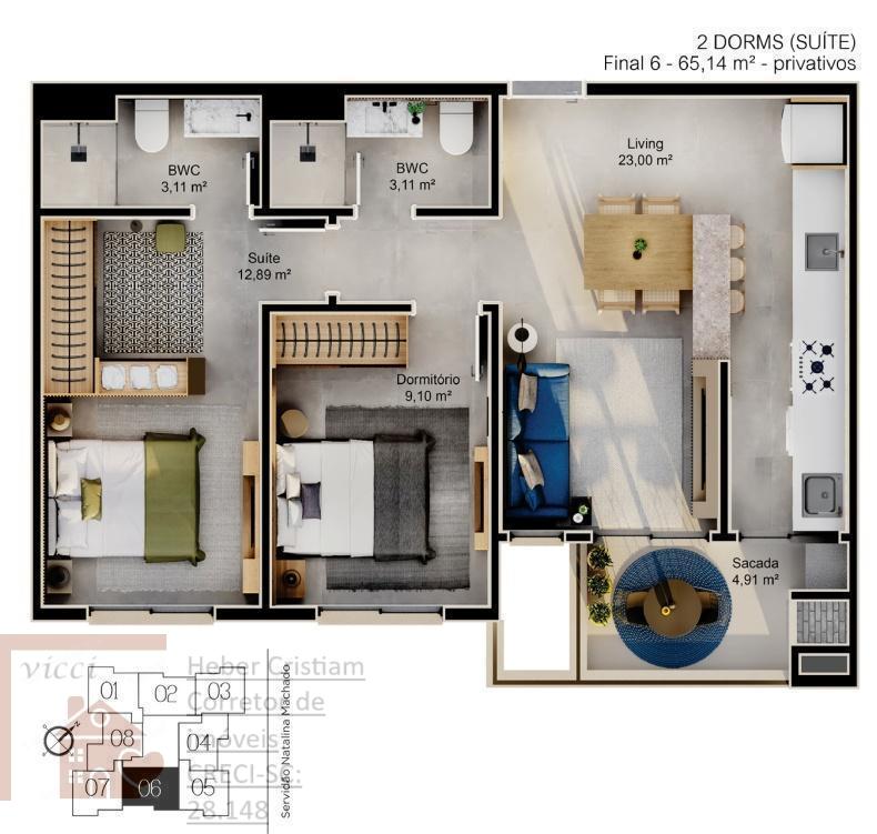 Apartamento à venda com 2 quartos, 61m² - Foto 11