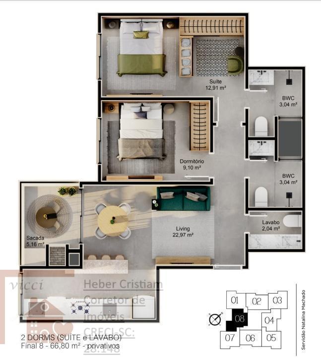 Apartamento à venda com 2 quartos, 61m² - Foto 13