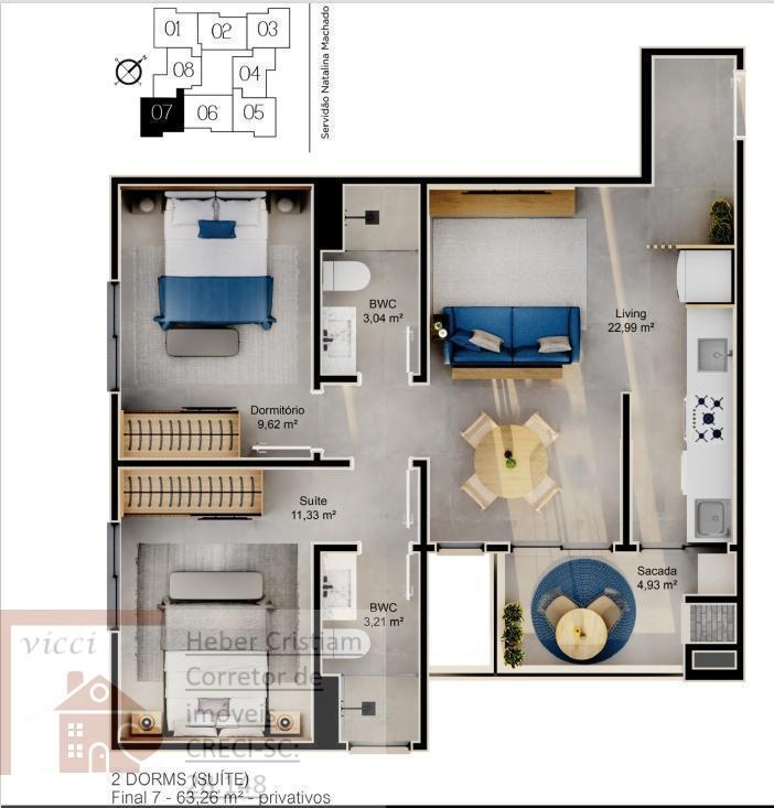 Apartamento à venda com 2 quartos, 61m² - Foto 14