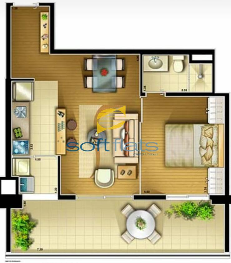 Flat/Apart Hotel para alugar com 1 quarto, 56m² - Foto 4