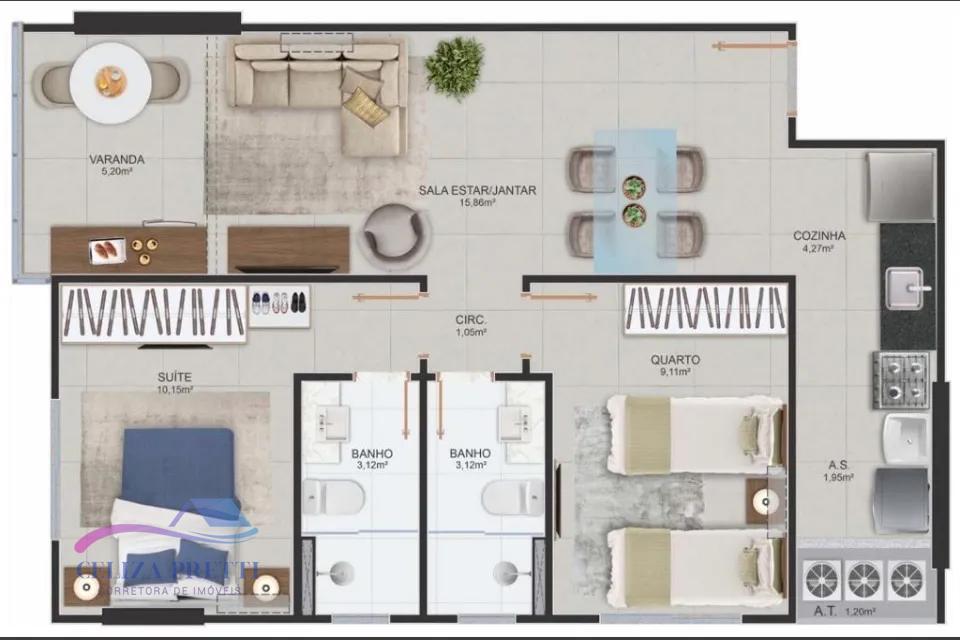 Apartamento à venda com 2 quartos, 61m² - Foto 9