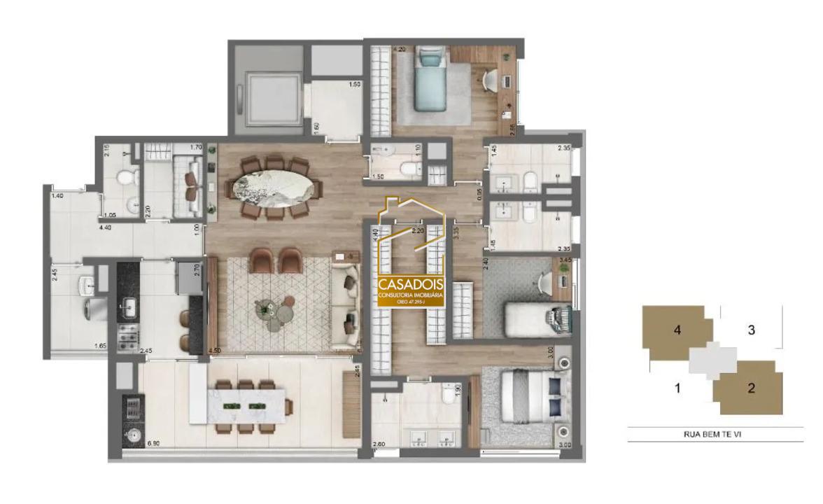 Apartamento à venda com 3 quartos, 149m² - Foto 3