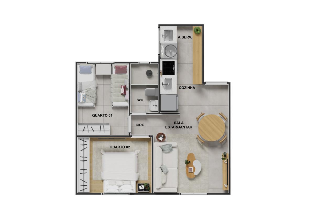 Apartamento à venda com 2 quartos, 41m² - Foto 6