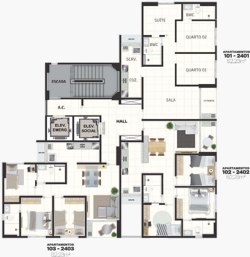 Apartamento à venda com 3 quartos, 62m² - Foto 16