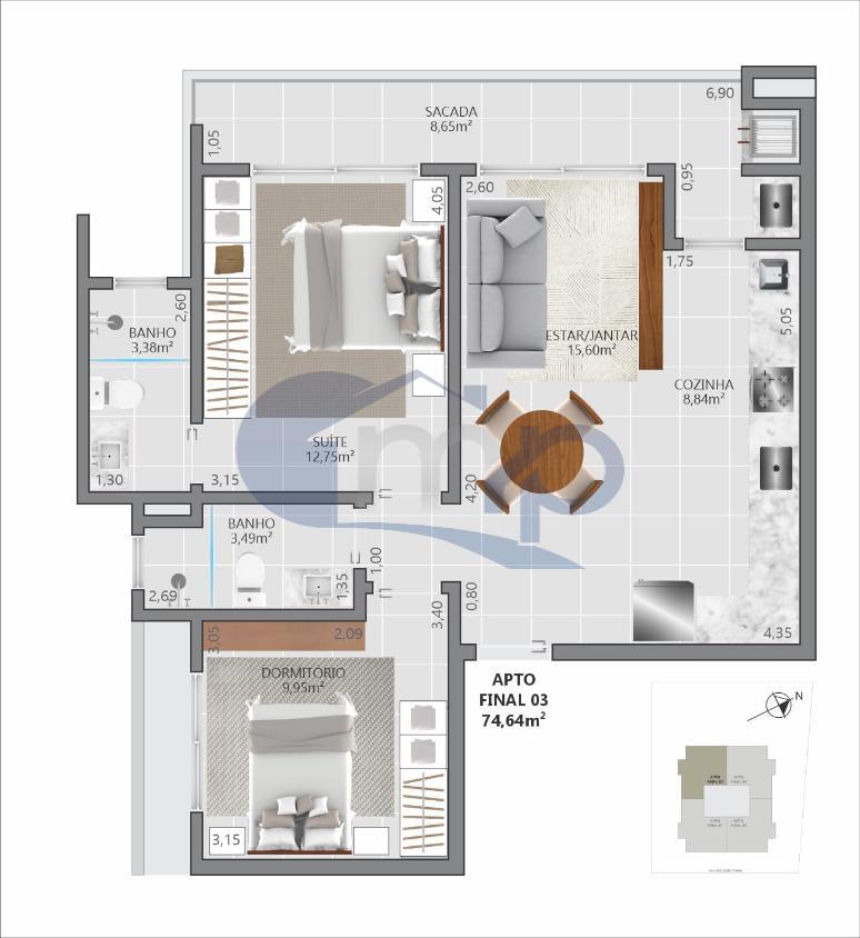 Apartamento à venda com 2 quartos, 74m² - Foto 19
