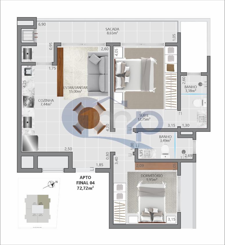 Apartamento à venda com 2 quartos, 72m² - Foto 19