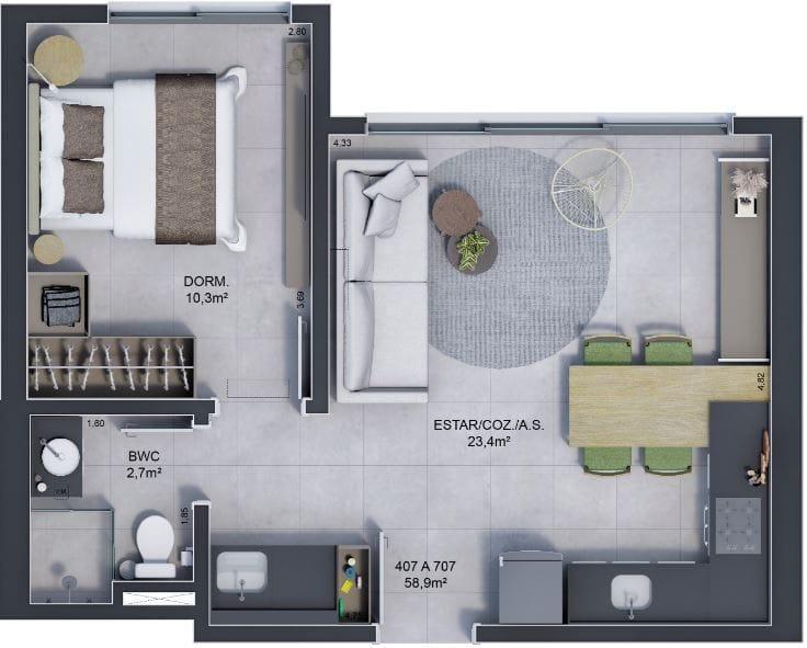 Apartamento, 1 quarto - Foto 14