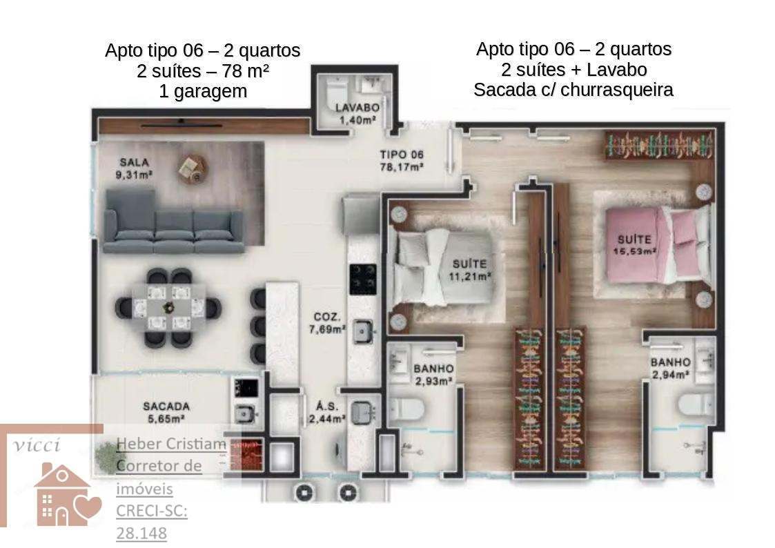 Apartamento, 2 quartos, 77 m² - Foto 9