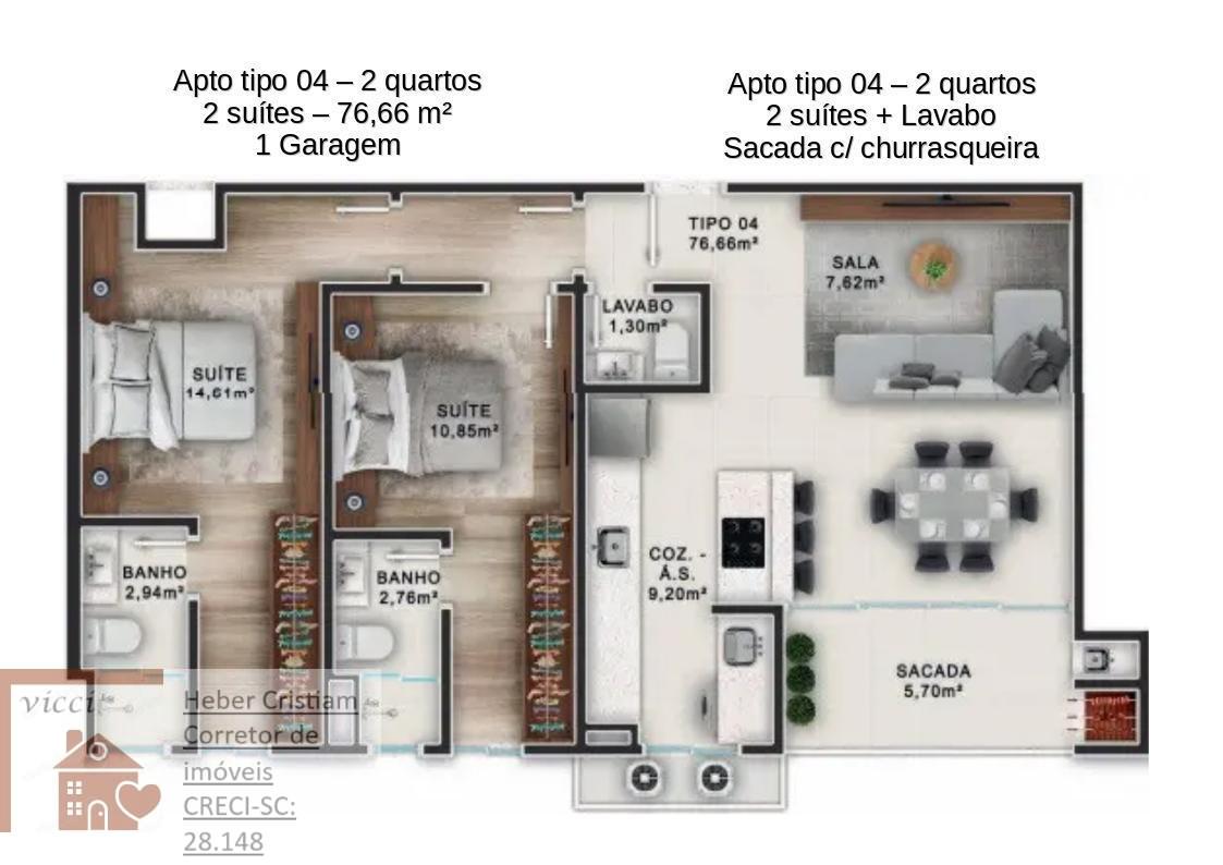 Apartamento, 2 quartos, 77 m² - Foto 8