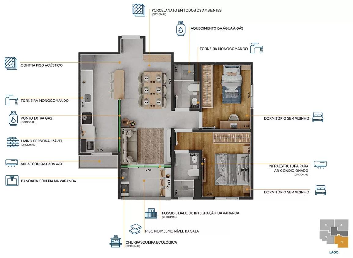 Apartamento, 2 quartos, 58 m² - Foto 13